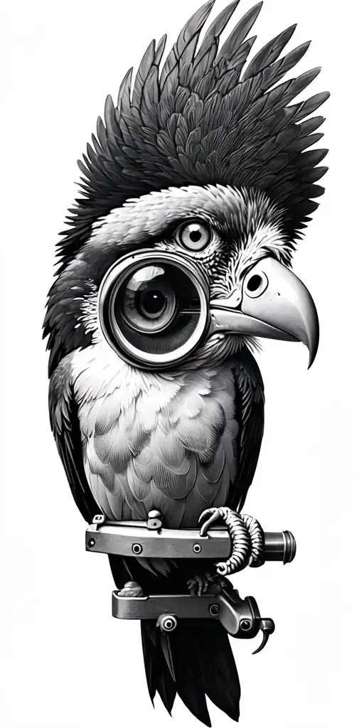 Bird Looking Through Telescoop