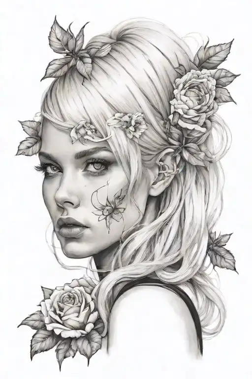 Girls Blond Woman In A Black