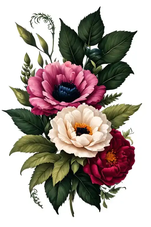 August March January Birth Flowers Intertwined