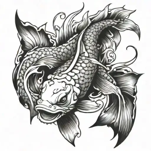 Koi Fish Transforming Into Dragon