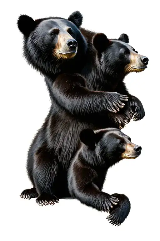 Realistic Black Bear Family Of 5 Forearm Sleeve