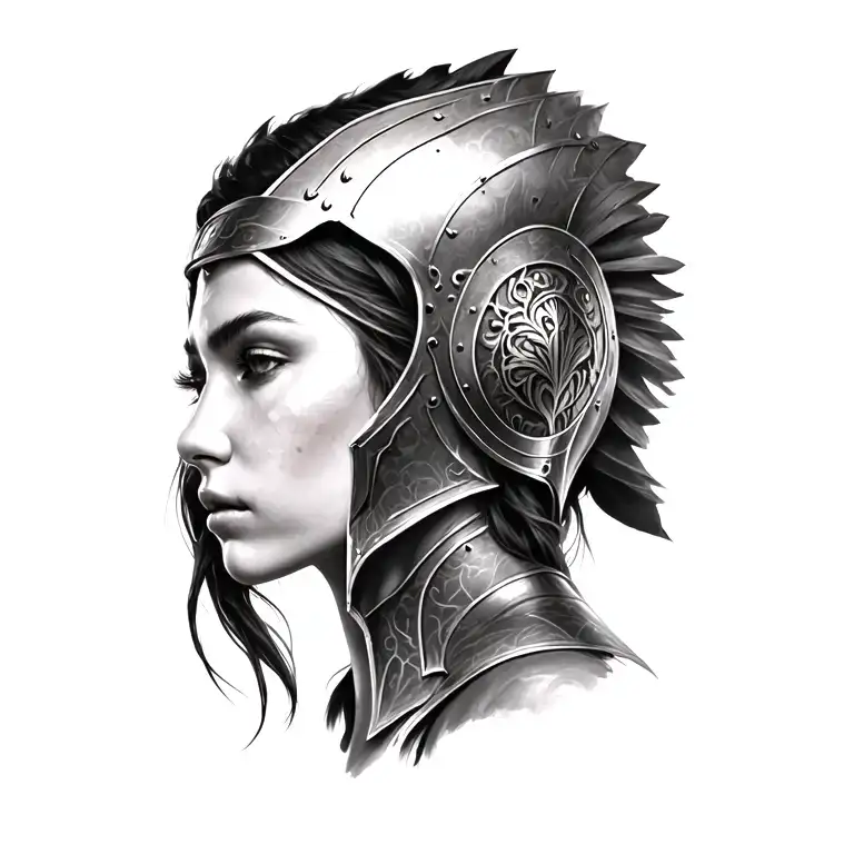 Spartin Beautiful Woman With Head Armor On