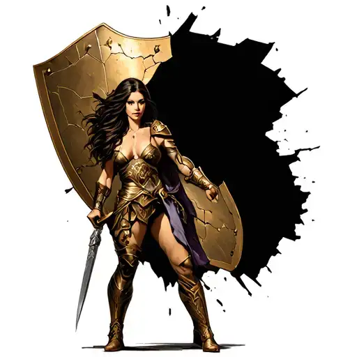 Spartin Lady With Broken Shield