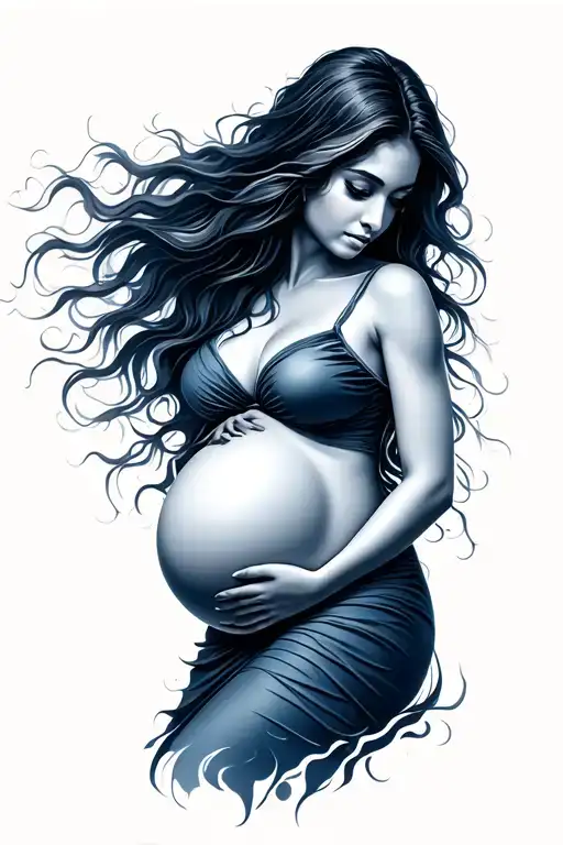 Pregnant Woman With Long Flowing Hair