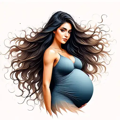 Pregnant Woman With Long Flowing Hair