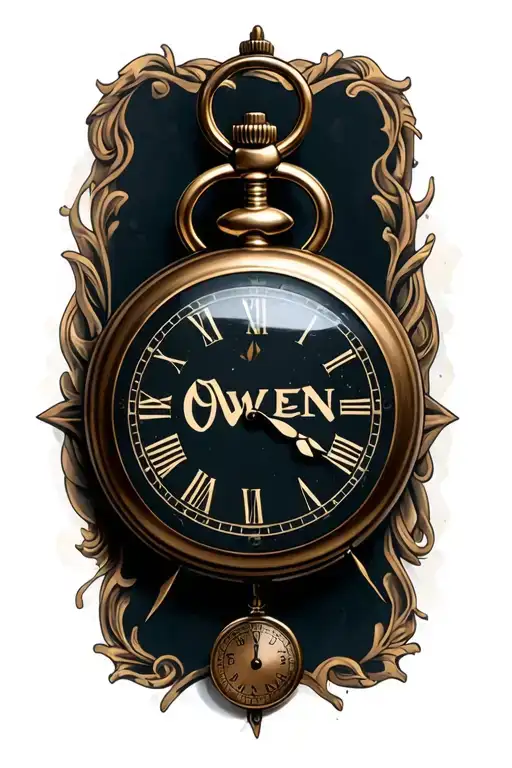 Owen Name With A Pocket Watch In The Background