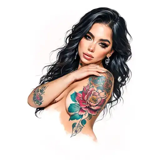 Sexy Female Showing Some Skin Tempting Seductively