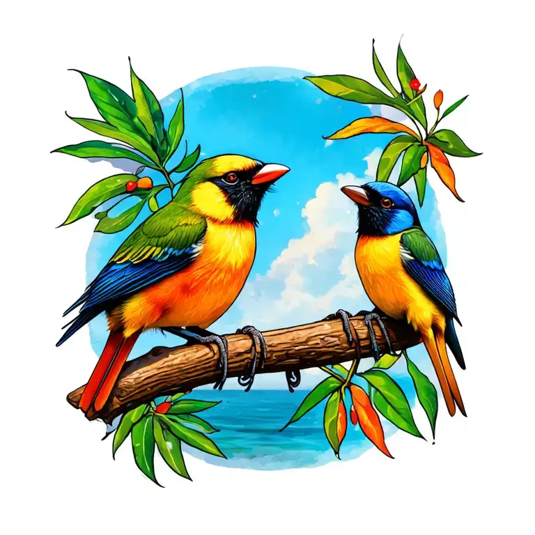 Design A Tattoo That Incorporates Jamaican Three Little Birds And Date 7-25-22