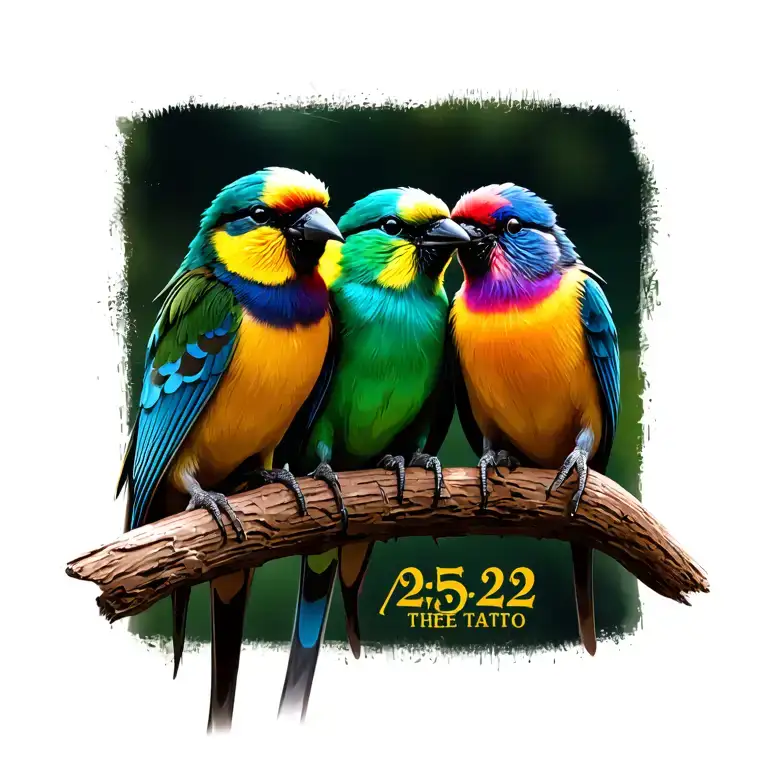 Design A Tattoo That Incorporates Jamaican Three Little Birds With Date 7-25-22