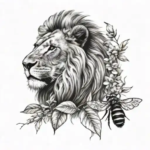 Lion And Bee Sitting