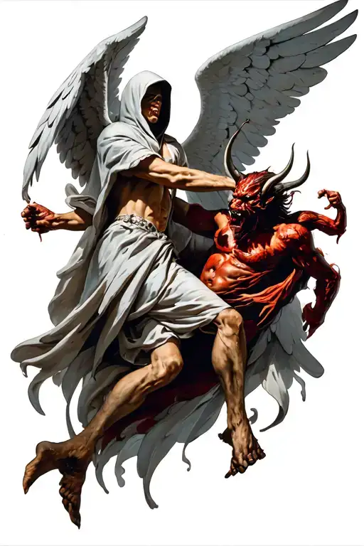 Hooded Angel Fighting A Devil