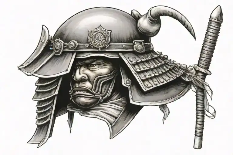 Samurai Warrior On Mtb Helmet