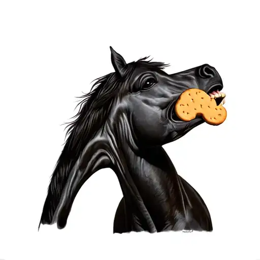 Laughing Horse With Biscuit In His Mouth