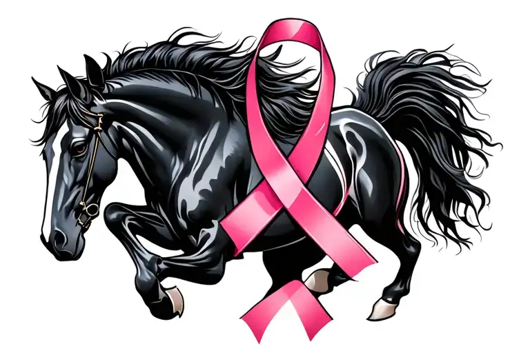 Cancer Awareness Ribbon Bucking Horse