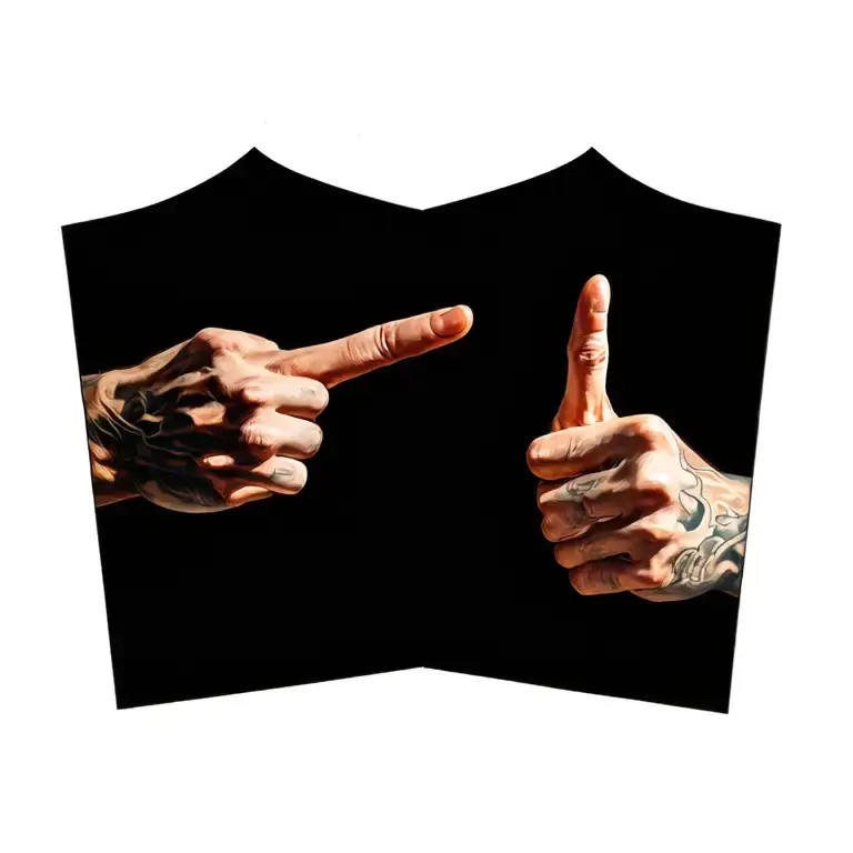 Michael Angelo Hands Pointing As A Collar Bone Peice With Symmetry On Both Sides