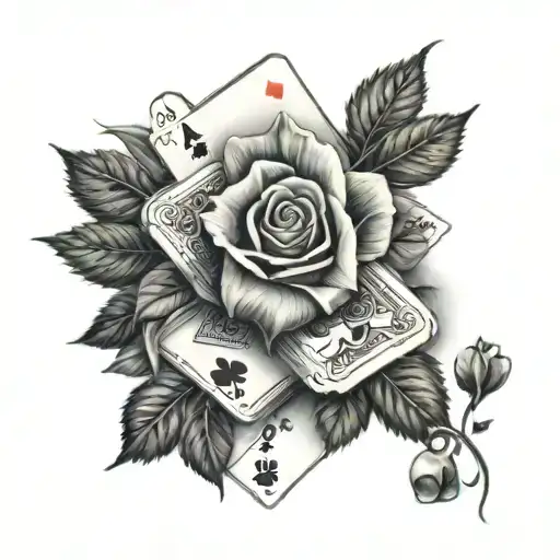 A Rose With Playing Cards