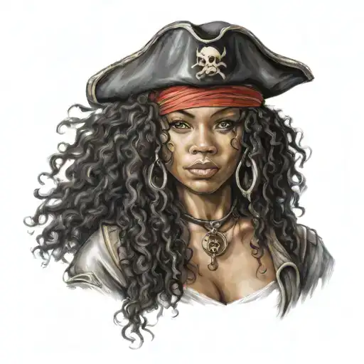 Black Female Pirate With Curly Hair