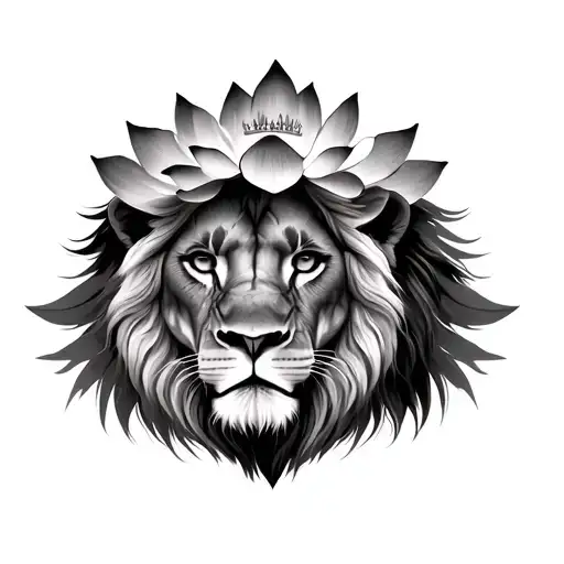 Female Lion With Lotus Crown