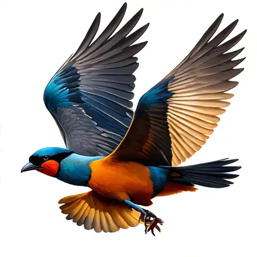2 Birds Looking At Each Other While Flying