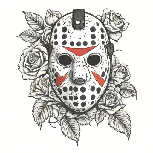 Jason Voorhees Mask Surrounded By Roses