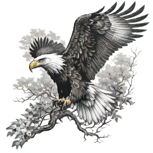 Eagle Had Wit Nature Elements Like Trees