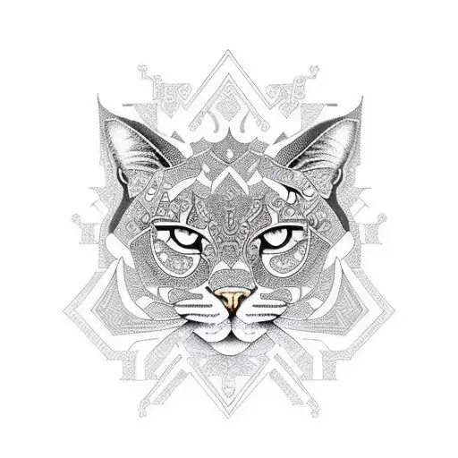A Large Cat With Intricate Geometric Patterns