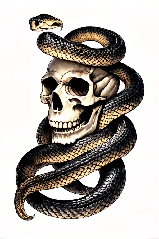 Snake Wrapped Around A Skull