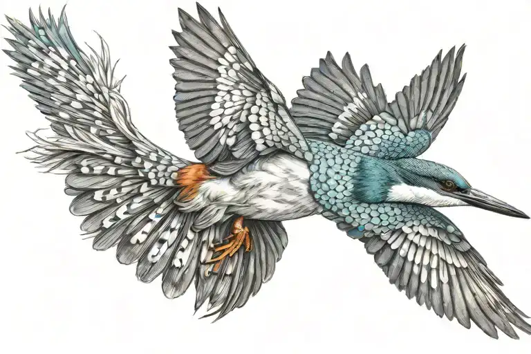 King Fisher Bird Flying To Water