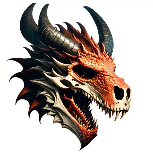 Dragon Skull With Horns