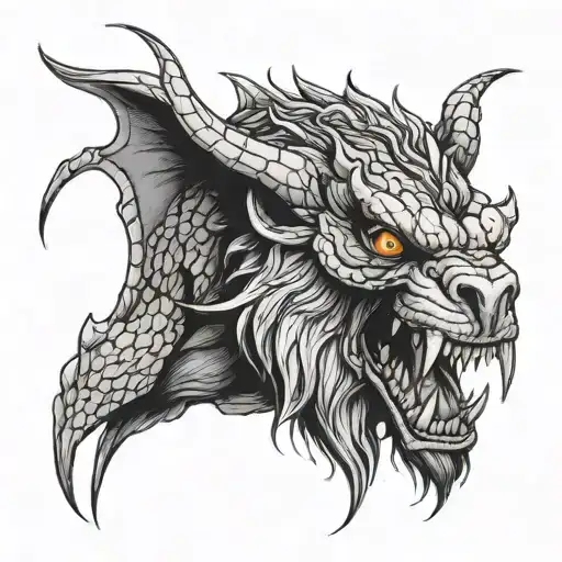 Manticore Head With Bared Teeth Claws