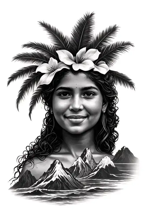 Hawaii Mountains With Hula Girl's Face