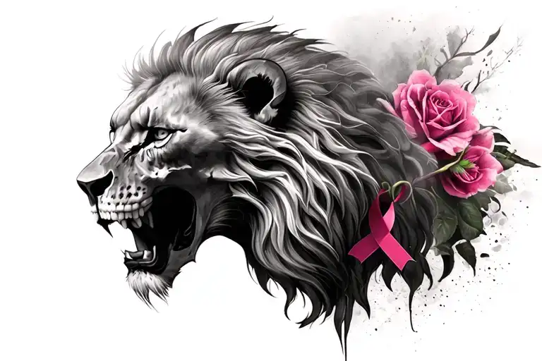 Lion Head Tattoo Depicting Death By Breast Cancer
