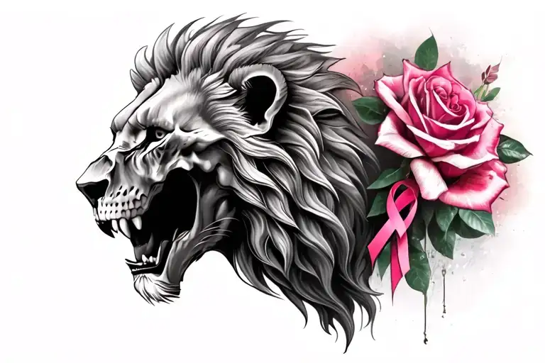 Lion Head Tattoo Depicting Death By Breast Cancer