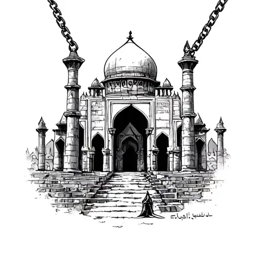 Persian Assasins Creed Look A Like With Farvahar Sign Necklace Looking At A Persian Temple