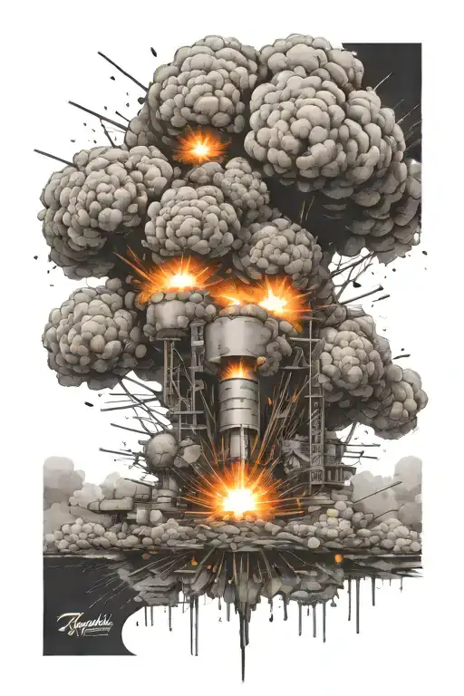 Background Of Explosion With Chemical Structure Of Tnt Overlaid On The Explosion