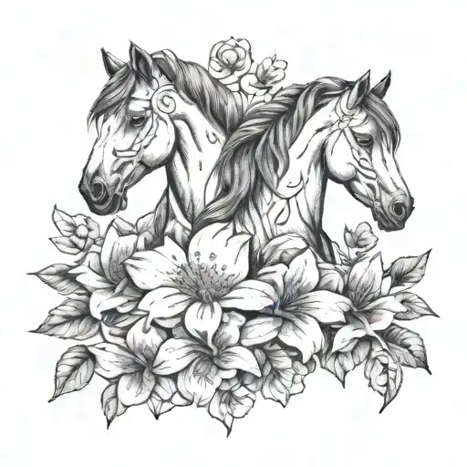 Horse Flower Intertwined