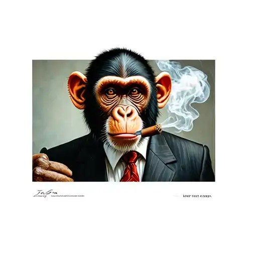 Monkey In A Suit Smoking Cigar