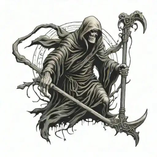 Grim Reaper Holding A Scythe