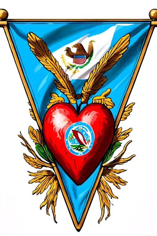 Heart In Triangle Infront Of Guatemala Flag Waving