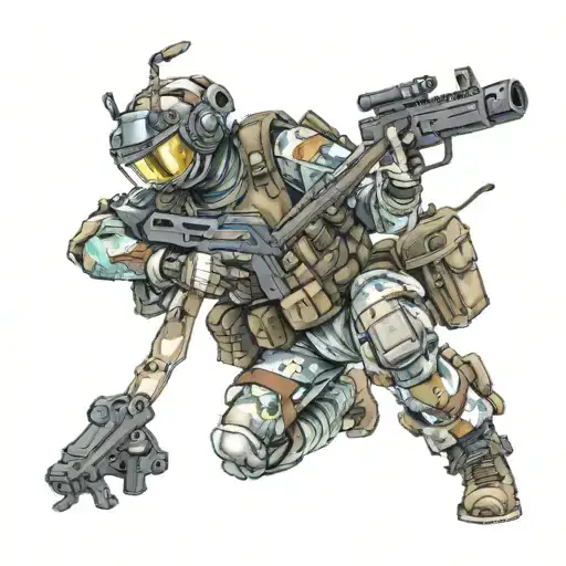An Anesthesiologist In A Gaming-themed Armor Playing Airsoft