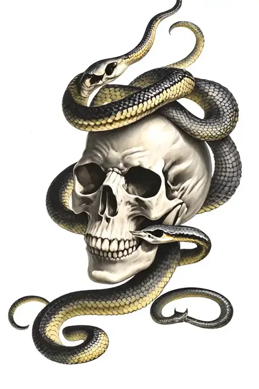 Skull With Snake