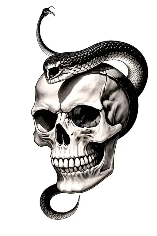 Skull With Snake Front Facing