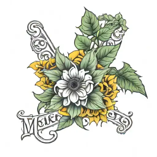 Chicano Style Cursive Spelling Out Melissa Surrounded By Weed Nugs Leafs And Sunflowers And Roses
