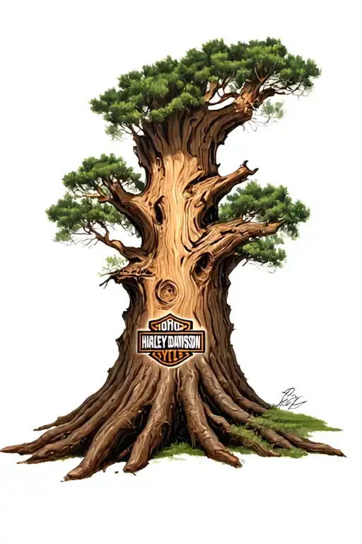 Harley Davidson Oakland Tree Trunk