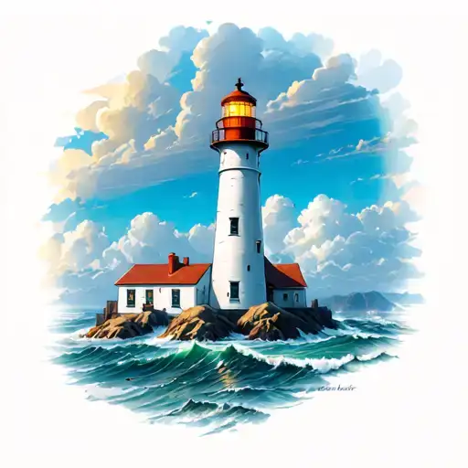Lighthouse Near Ocean Scene