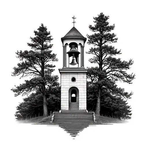 Bell Tower Surrounded By Tress