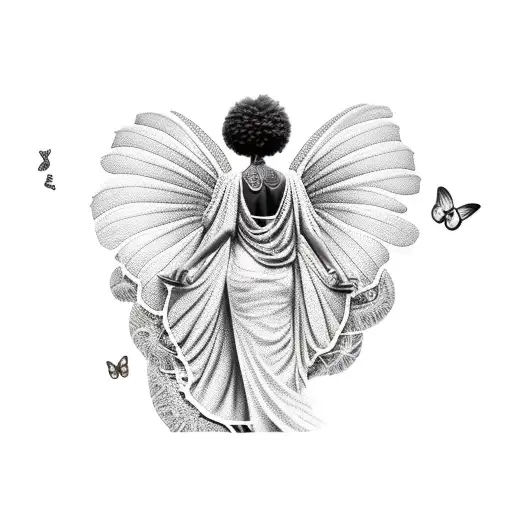 Black Girl In Pandora With Elephants And Butterflies