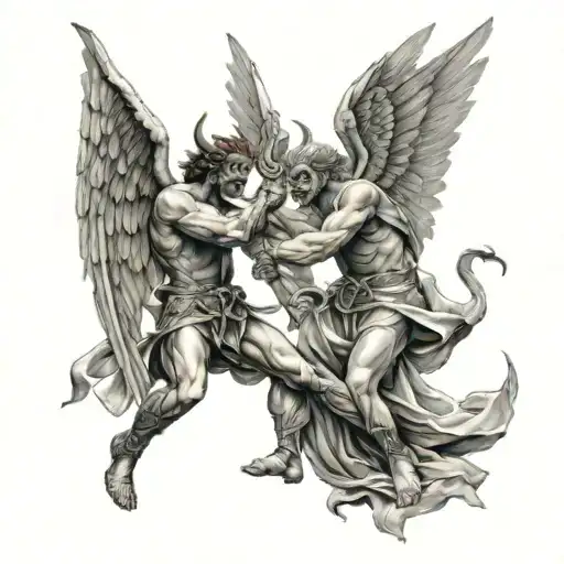 Angel And Devils Fighting