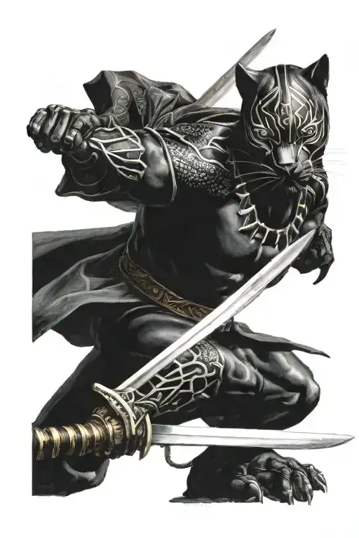 Katana With A Black Panther On It