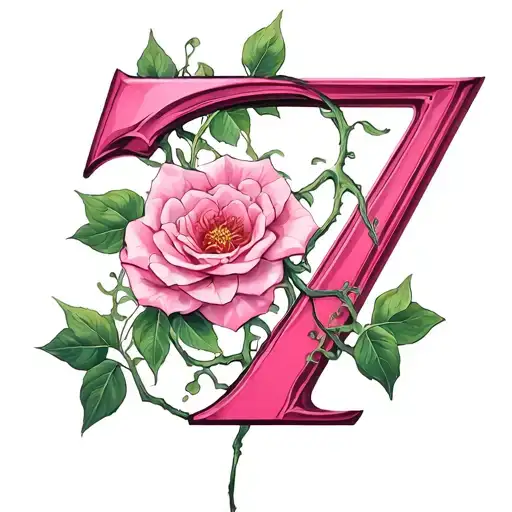 A Pink 7 With Vines Wrapped